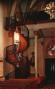 Vintage Postcard Famous Stairway Our Lady Of Light Chapel Santa Fe New Mexico NM