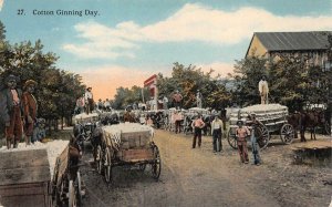 COTTON GINNING DAY CURT TEICH SAMPLE BLACK AMERICANA POSTCARD (c. 1910)