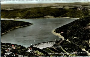 Aerial View Postcard Sperrmauer mit Edersee Waldeck Germany