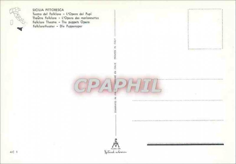 Postcard Modern Folklore Theater Pittoresca Sicilia Opera puppet