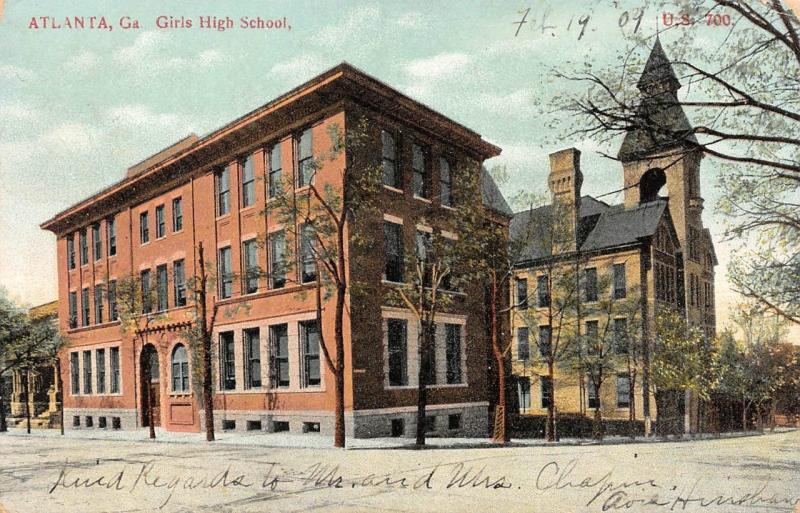 Atlanta Ga Georgia Girls High School Church Next Door 1909 Postcard United States Georgia Other Postcard Hippostcard