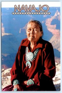 Native American MARY JOHN, NAVAJO Wearing SQUASH BLOSSOM Turquoise 4x6 Postcard