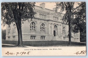 New Britain Connecticut CT Postcard Library New Britain Institute Building 1905