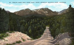 Vintage Postcard 1930's Mt Ypsilon Trail Ridge Road Rocky Mountain Nat'l Park CO