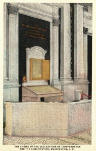 Vintage Postcard Shrine Declaration Of Independence Constitution Washington DC