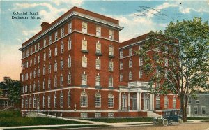 ROCHESTER MN COLONIAL HOTEL POSTCARD c1923 OLD CAR IN FRONT