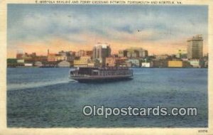 Norfolk Ferry, Norfolk, Virginia, VA USA Ferry Ship 1950 crease left top tip ...