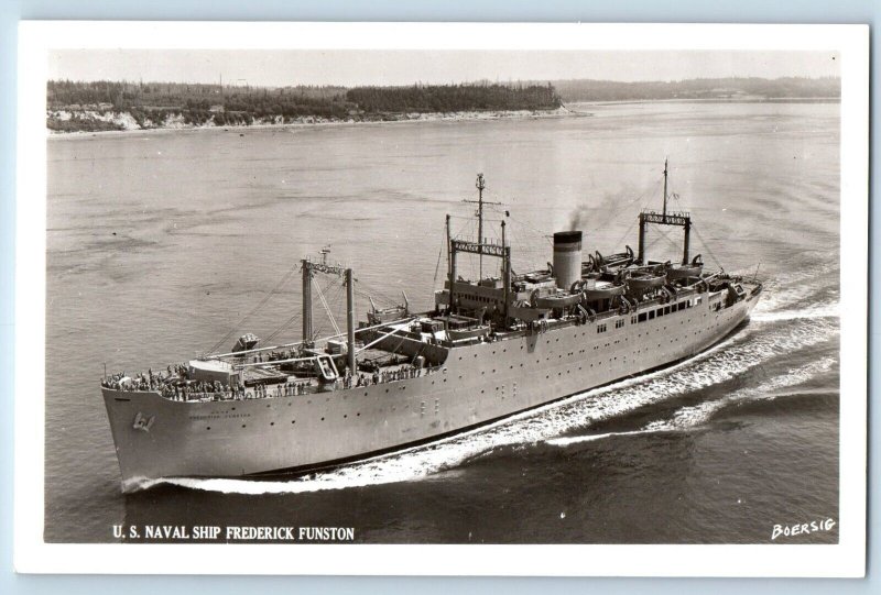Tacoma Washington WA Postcard RPPC Photo US Naval Ship Frederick Funston Boersig