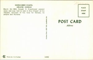 VINTAGE STANDARD SIZE POSTCARD EISENHOWER CHAPEL AT ABILENE KANSAS