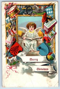 Christmas Angel With Book  CB Curtis Jeweler Villisca IA Advertising Postcard