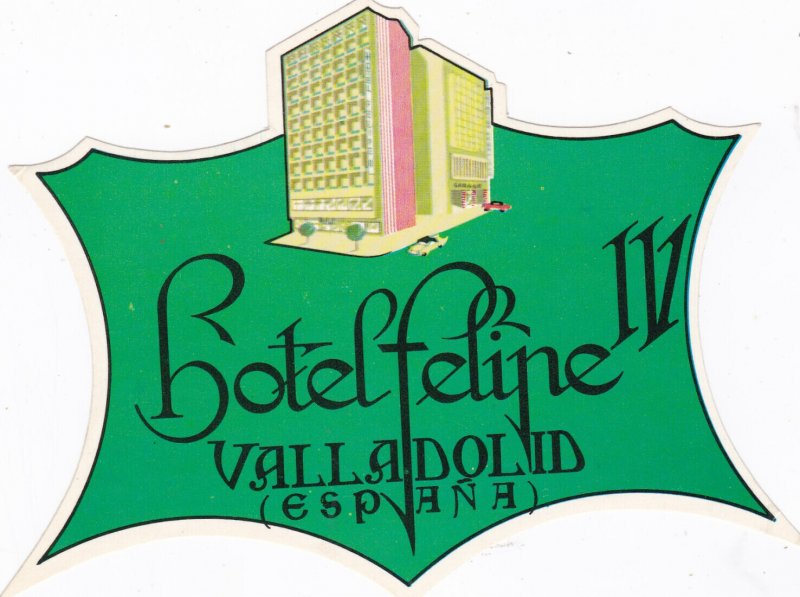 Spain Valladolid Hotel Felipe IV Vintage Luggage Label sk2775