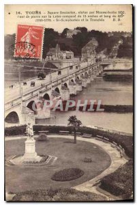 Postcard Old Square Tours Descarles statue by Nieuwerkerke 1852