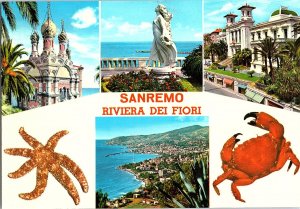 Sanremo Riviera dei Fiori Italy Lithograph 1960s Postcard