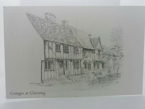 Old Cottages at Clavering Essex  R V Brown 1975 Vintage Sketch Drawing Postcard