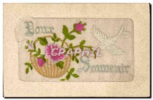 Old Postcard Fantasy Flowers Colombe Embroidery