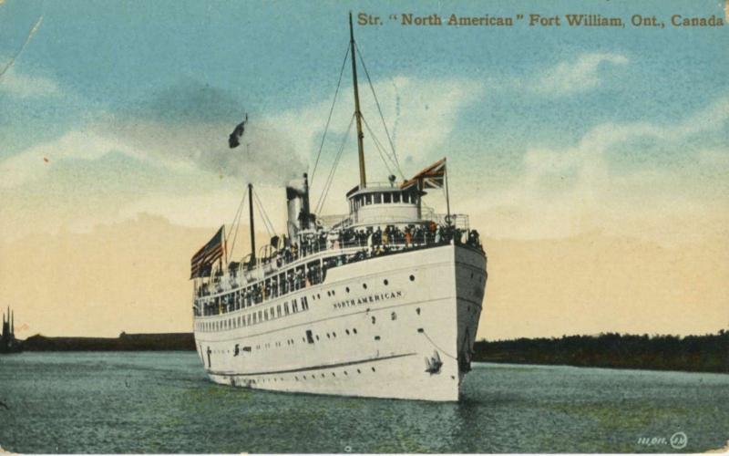 Steamer 'North American' Fort Williams Ontario ON Unused Vintage Postcard E12