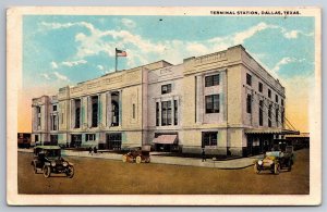 Train Depot Terminal Station Old Cars Dallas Texas C1910's Postcard N14