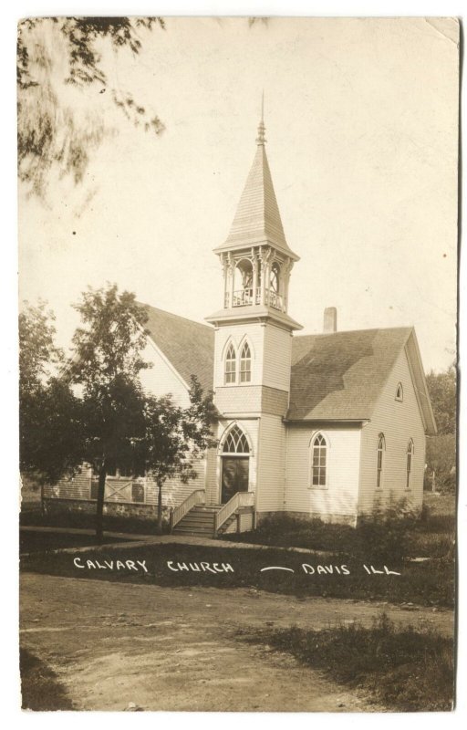 RPPC Postcard Calvary Church Davis IL