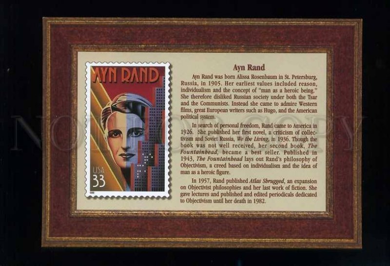 208029 USA Great American Woman Ayn Rand postcard