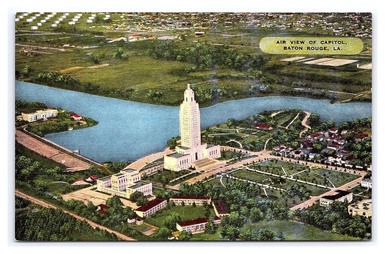 Baton Rouge Louisiana LA State Capitol American Flag Patriotic c1910  Postcard