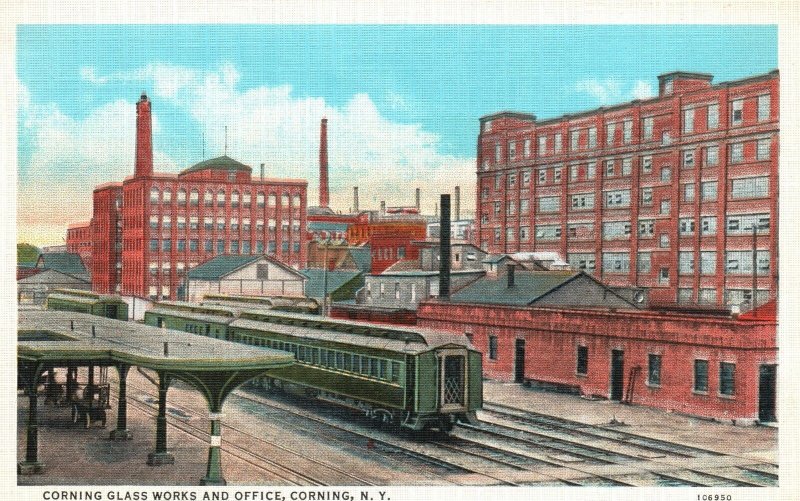 Vintage Postcard 1930's Corning Glass Works And Office Corning New York Lambs