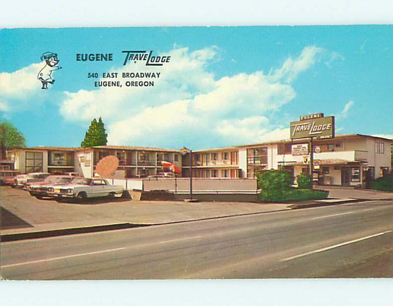 Unused Pre-1980 OLD CARS & TRAVELODGE MOTEL Eugene Oregon OR u2936@