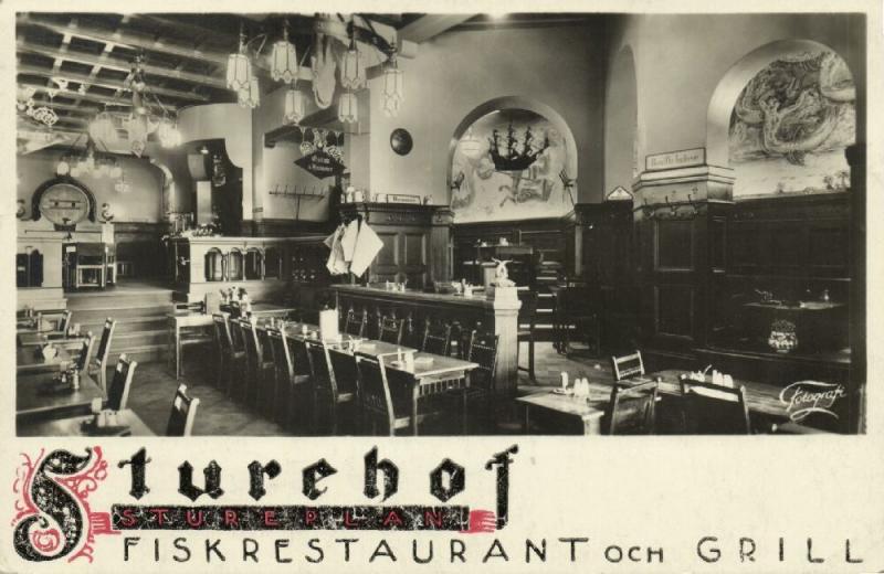 sweden, STOCKHOLM, Sturehof Fiskrestaurant och Grill, Interior (1934) RPPC