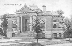Ripon Wisconsin Carnegie Library Street View Antique Postcard K63230