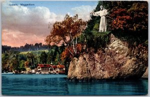 Luzern Meggenhorn Castle Meggen Switzerland Religious Statue Postcard