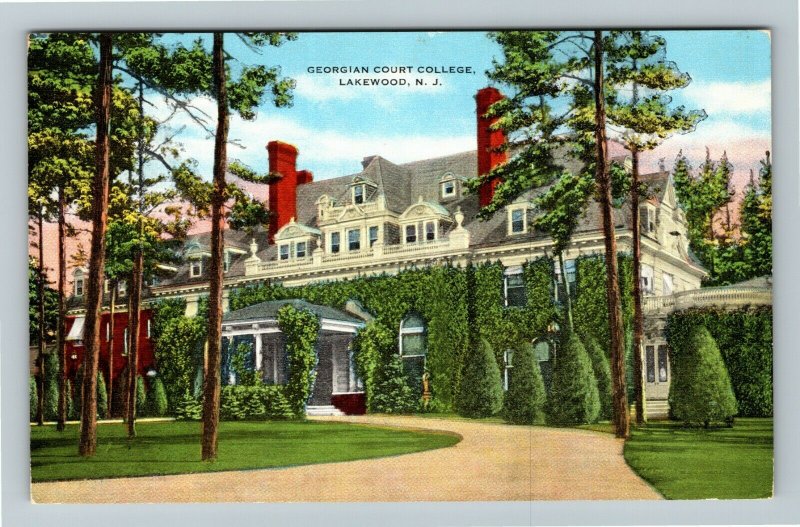 Lakewood NJ-New Jersey Georgian Court College Vintage Linen Postcard 