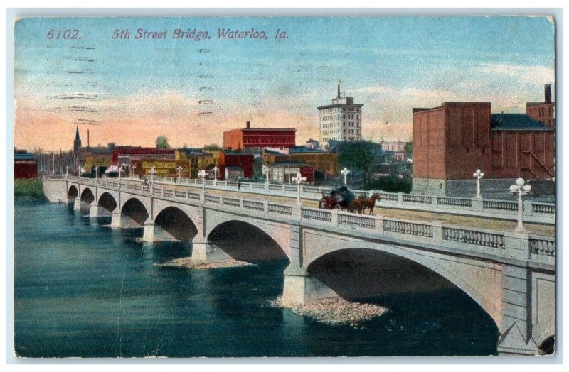 1914 5th Street Bridge Exterior Building Waterloo Iowa Vintage Antique Postcard