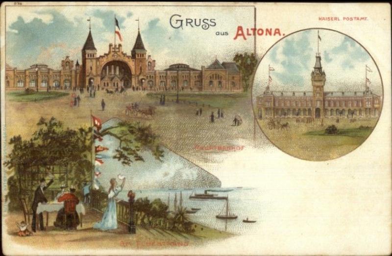 Gruss Aus Altona Germany Multi-View c1900 Postcard