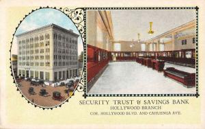 Hollywood California Security Trust Savings Bank Antique Postcard K35343