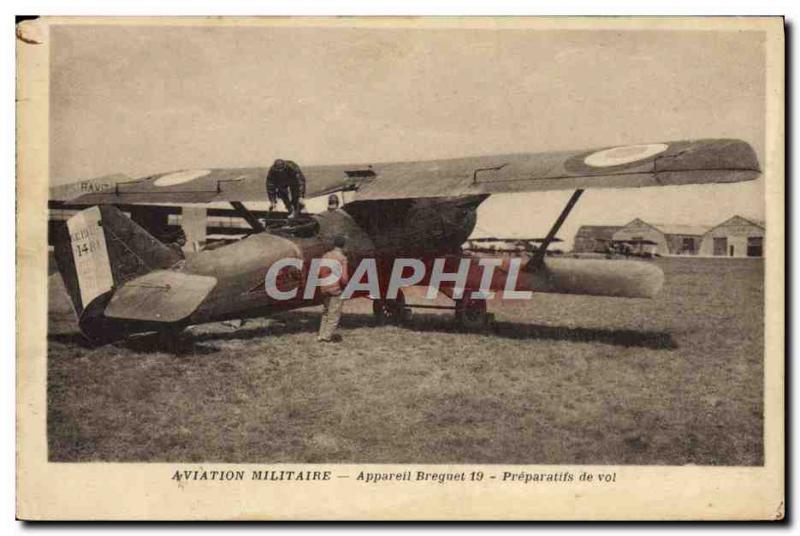 Old Postcard Jet Air Force flight Device Breguet 19 Preparations