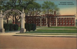 Hattiesburg Mississippi MS Hospital 1940s Linen Postcard