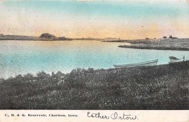 Chariton Iowa Reservoirt Waterfront Antique Postcard K83015