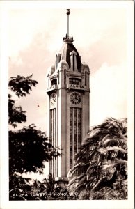 Real Photo Postcard Aloha Tower in Honolulu, Hawaii