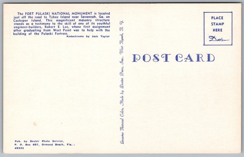 Vtg Cockspur Island Georgia GA Fort Pulaski National Monument Savannah Postcard