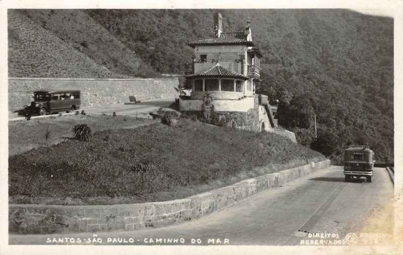 RPPC Santos, São Paulo BRAZIL Caminho do Mar Vintage Postcard 