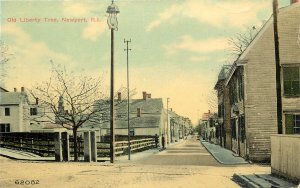 c1907 Postcard; Old Liberty Tree, Newport RI Street Scene, Unposted