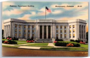 Montgomery Alabama~Highway Department Bldg Front View~Vintage Linen Postcard