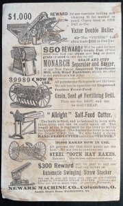 Vintage Trade Card - 1860-1870's Newark Machine Co., Columbus Ohio