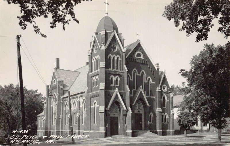 Real Photo Postcard S.S. Peter & Paul Catholic Church in Atlantic, Iowa~124290