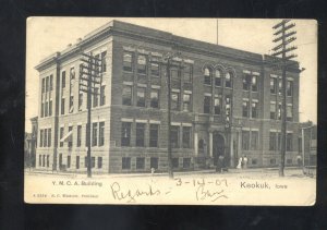KEOKUK IOWA YMCA BUILDING VINTAGE POSTCARD LICKEY GOSHEN INDIANA 1906