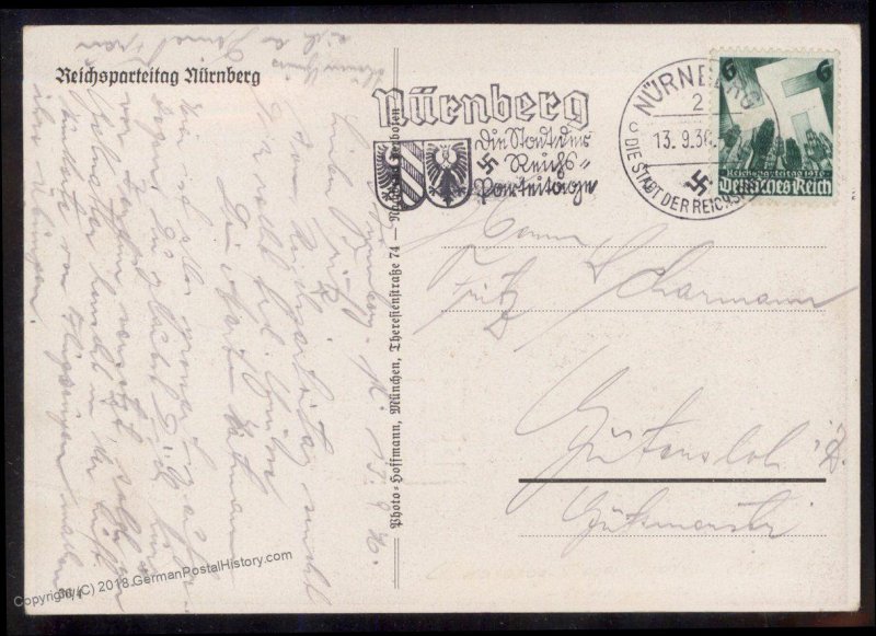 3rd Reich Germany 1936 Reichsparteitag Eagle and Deutschland Erwache Banne 93446