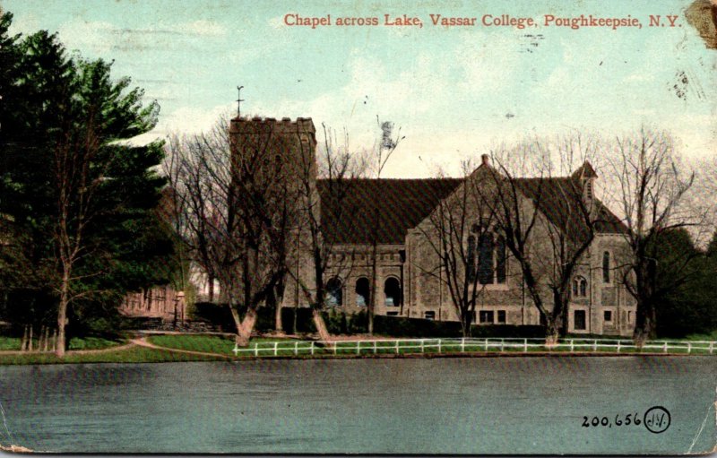 New York Poughkeepsie Chapel Across Lake Vassar College 1913