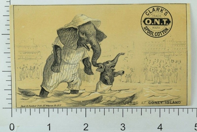 1880's Clark's Spool Cotton Anthropomorphic Elephants Jumbo At Coney Island P94