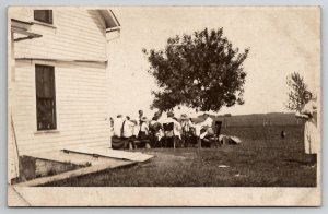 RPPC Ashton IL Dinner after Church in the Yard Large Group People Postcard Z28