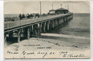 Fishing Pier Asbury Park New Jersey 1904 postcard