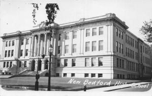 New Bedford Massachusetts~High School Building~Vintage Lamp Post~1930s RPPC